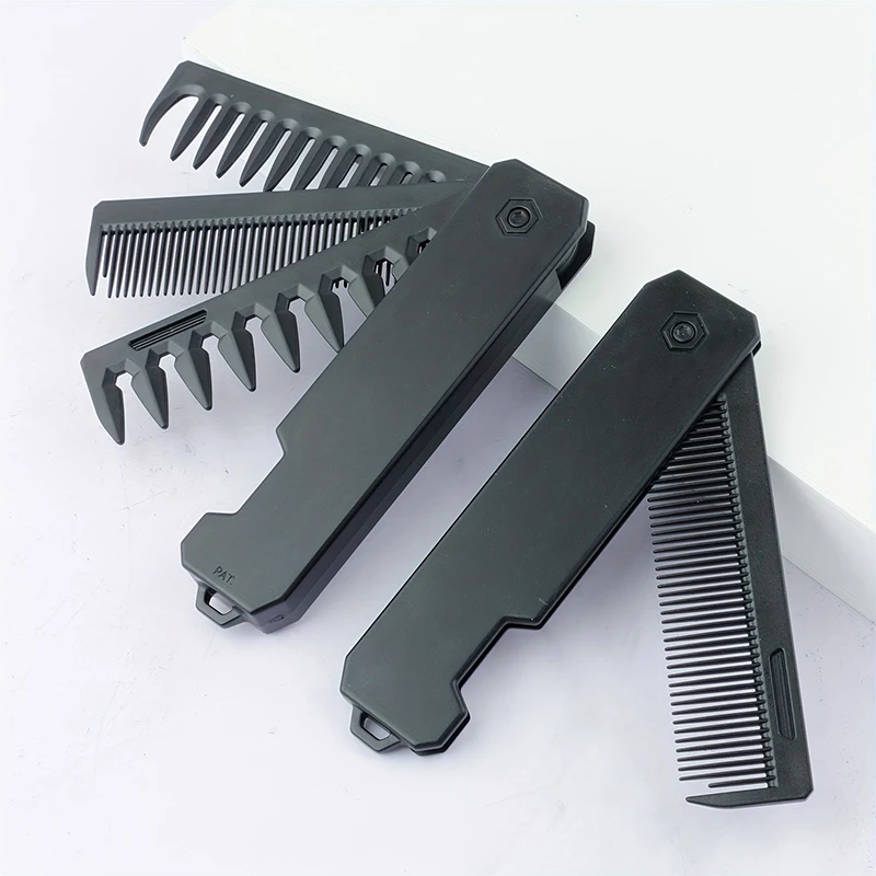 Men'S Grooming Product - 3-in-1 Folding Beard Comb for Men,
