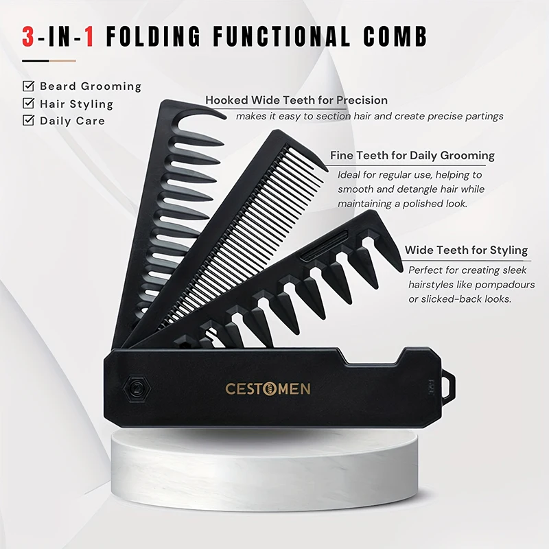 3-in-1 Folding Beard Comb for  - đánh giá và giá Men'S Grooming Product
