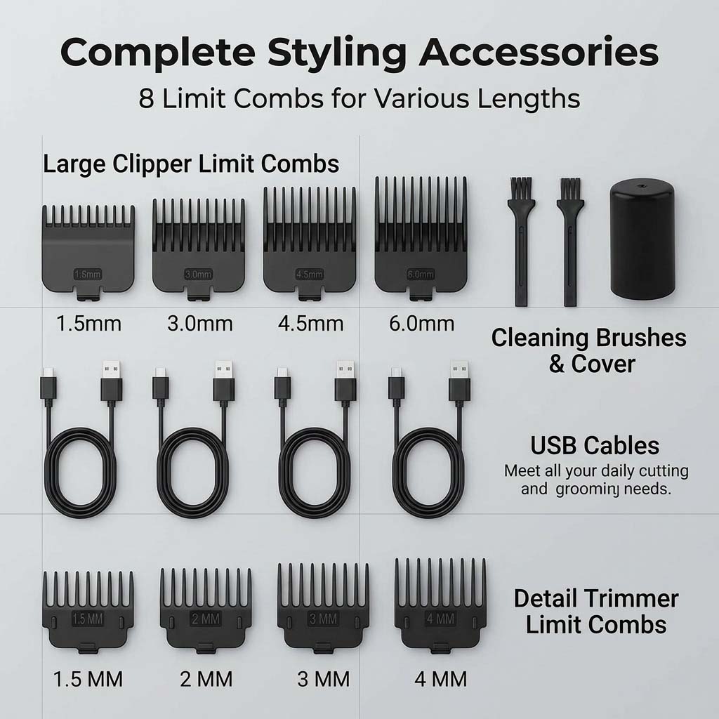 4 in 1 Men's Hair Clipper Set, - đánh giá và giá Beard Trimmer Cordless